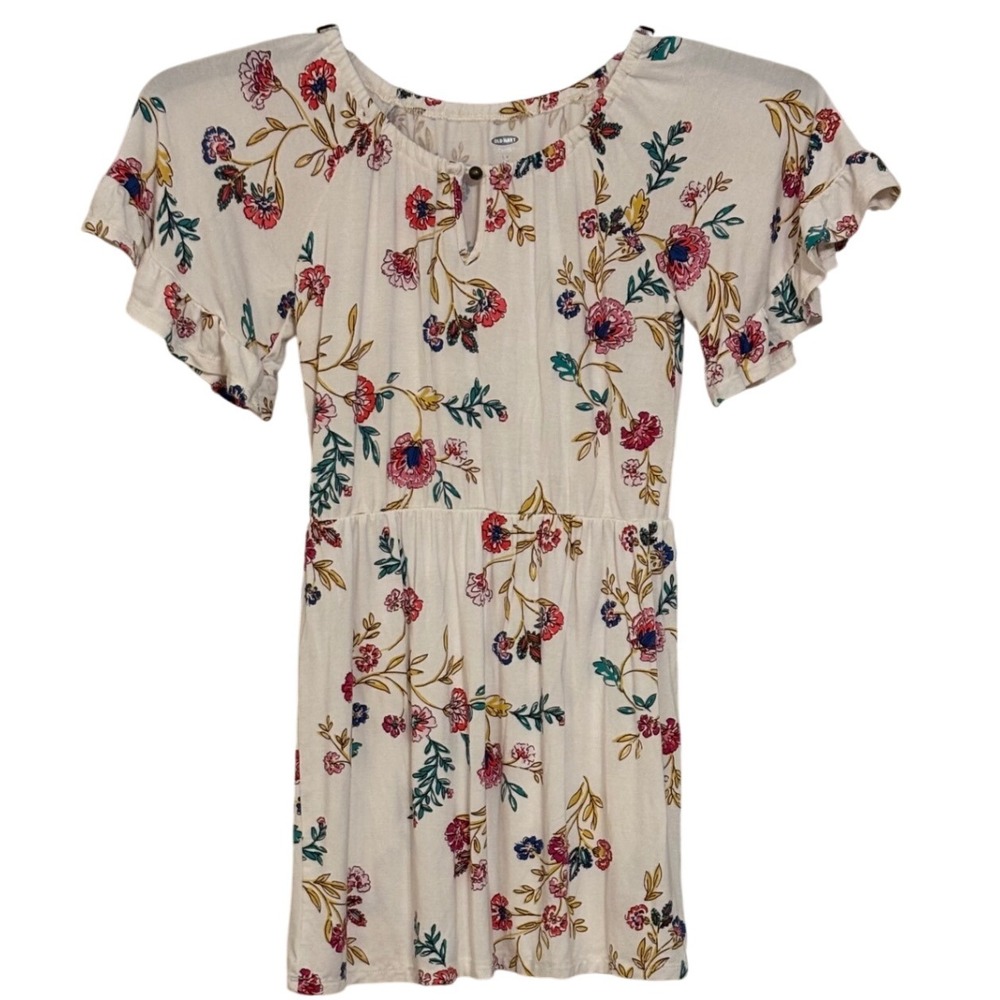 Old Navy Floral Dress Girls Short Sleeve Casual Play Kids Size S 6‎ / 7 W 20"